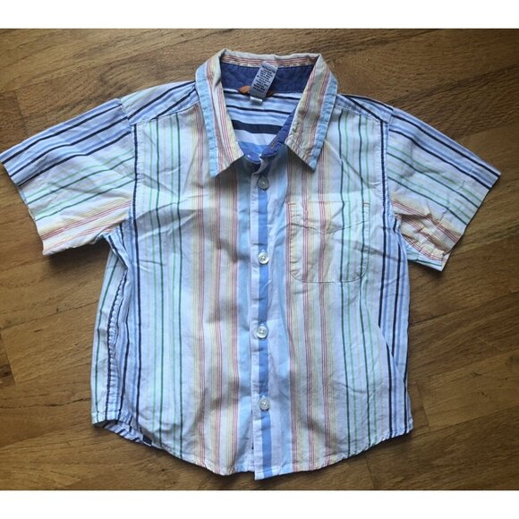 Gap Size 2 Light Striped short sleeve  Button Up collared shirt - Picture 1 of 4